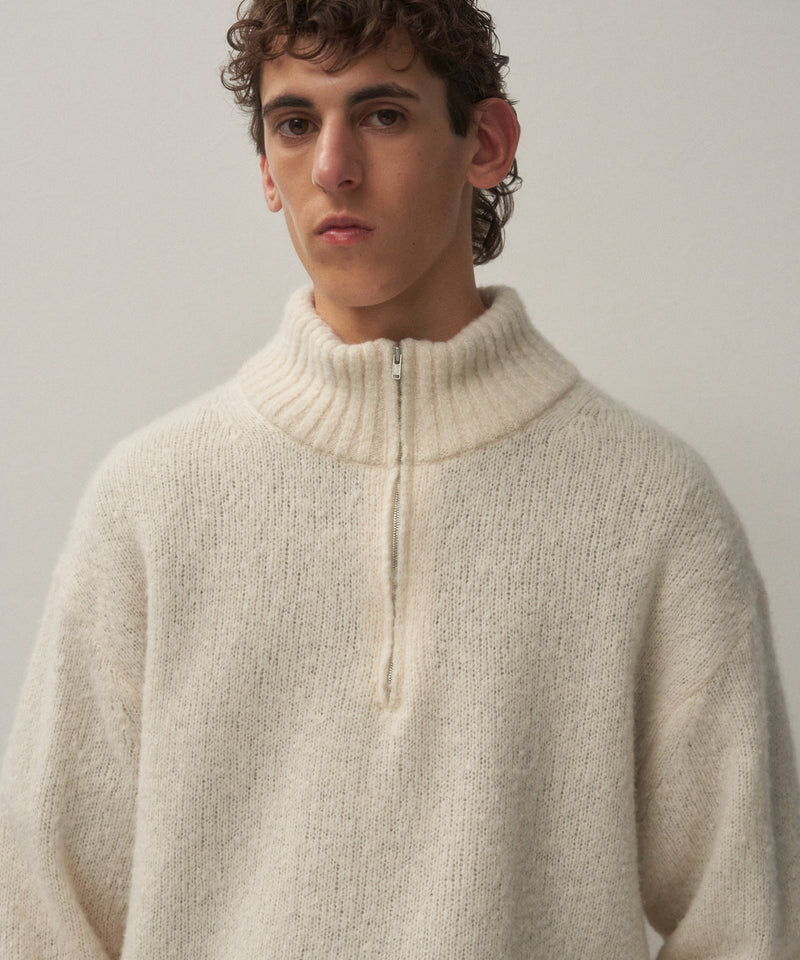 WOOL CASHMERE BOUCLE | HALF ZIP SWEATER
