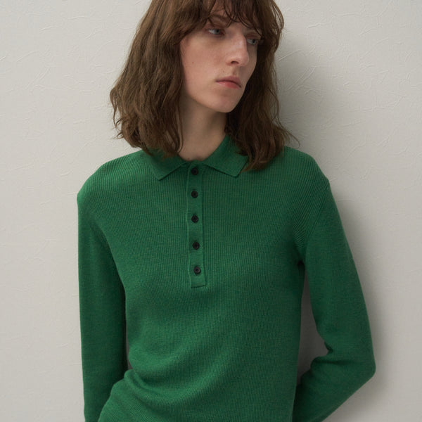 RAMIE WOOL RIB | RIB POLO SWEATER – ATON | エイトン
