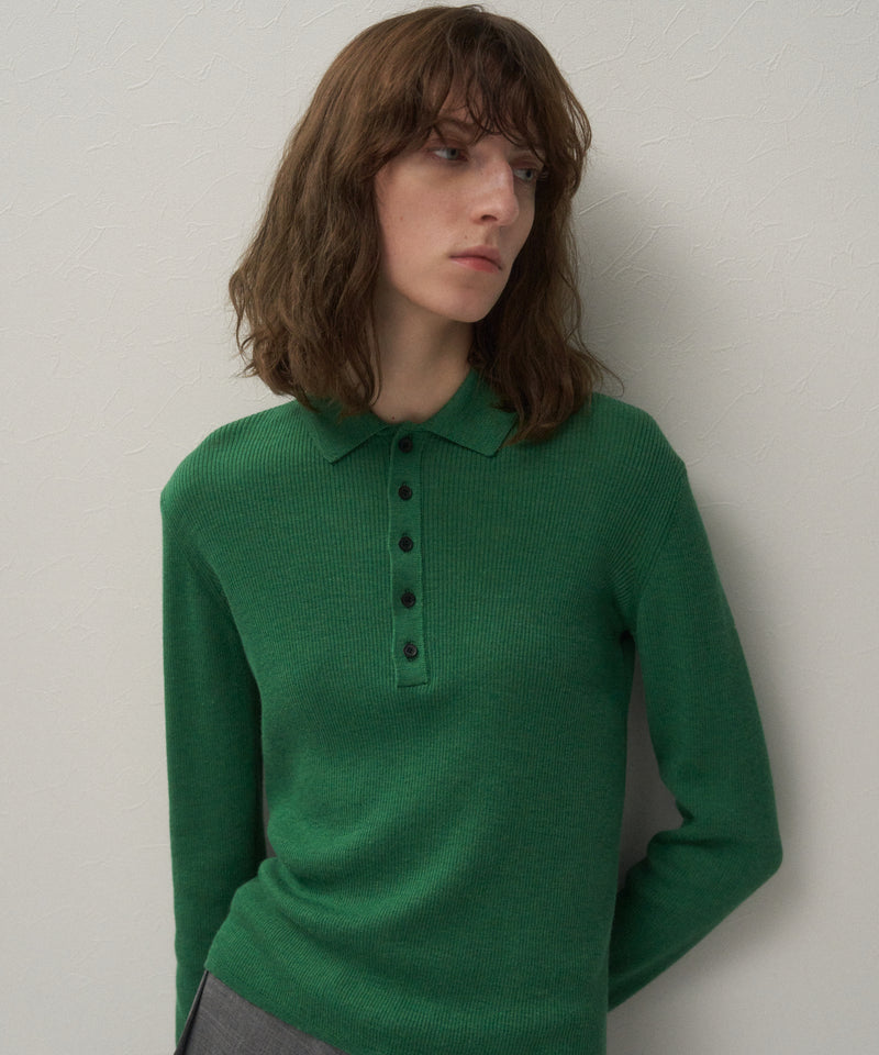 RAMIE WOOL RIB | RIB POLO SWEATER
