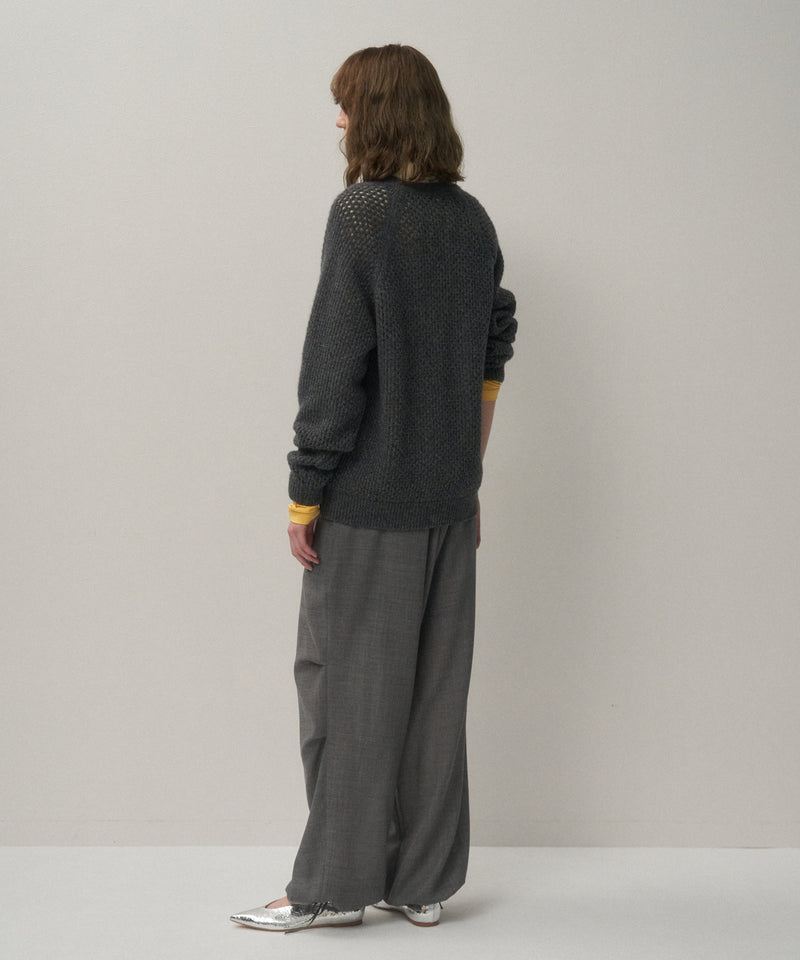 WOOL CASHMERE ALPACA | MESH V-NECK CARDIGAN