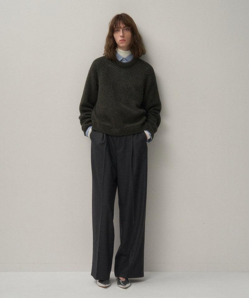 MERINO COLLEGE FLANNEL | TUCKED WIDE PANTS
