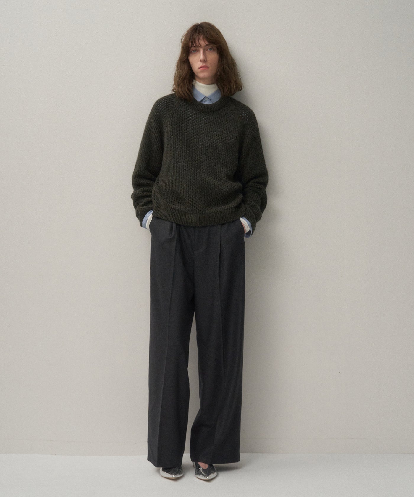 MERINO COLLEGE FLANNEL | TUCKED WIDE PANTS – ATON | エイトン