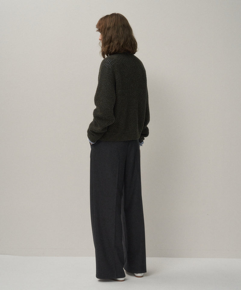 MERINO COLLEGE FLANNEL | TUCKED WIDE PANTS