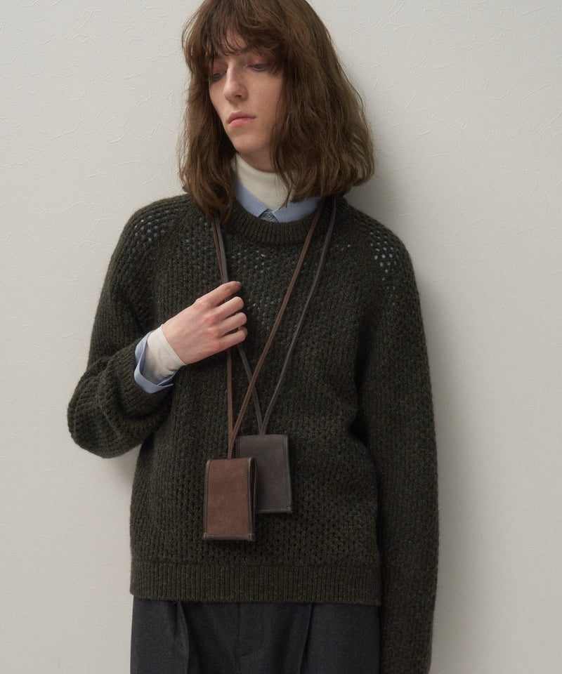 WOOL CASHMERE ALPACA | MESH CREWNECK SWEATER