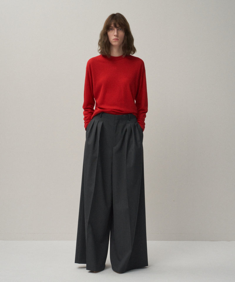 COMPACT WOOL | 3TUCKED WIDE PANTS