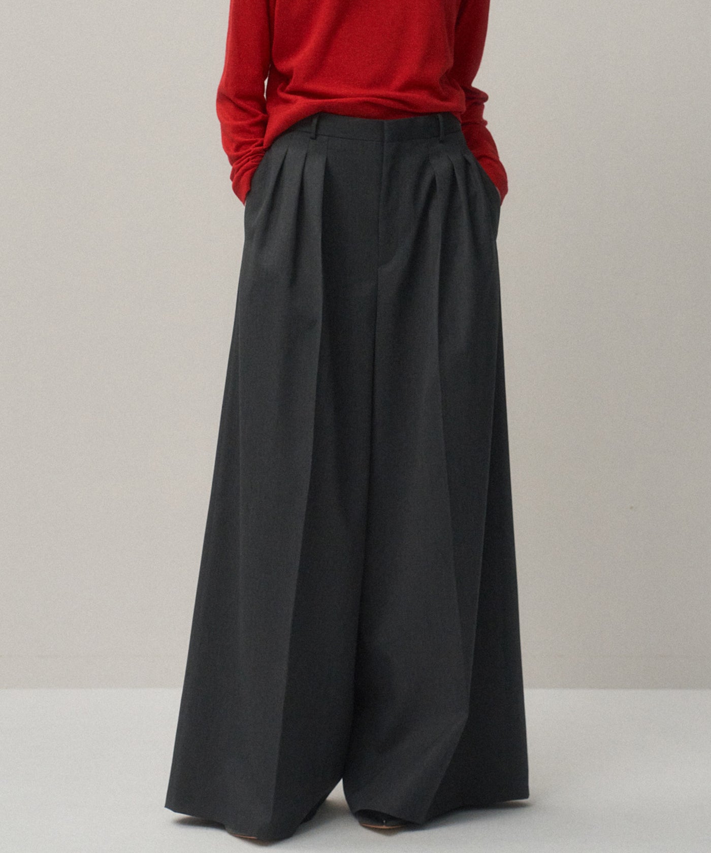 ATON パンツ COMPACT WOOL | 3TUCKED WIDE PANTS – ATON | エイトン