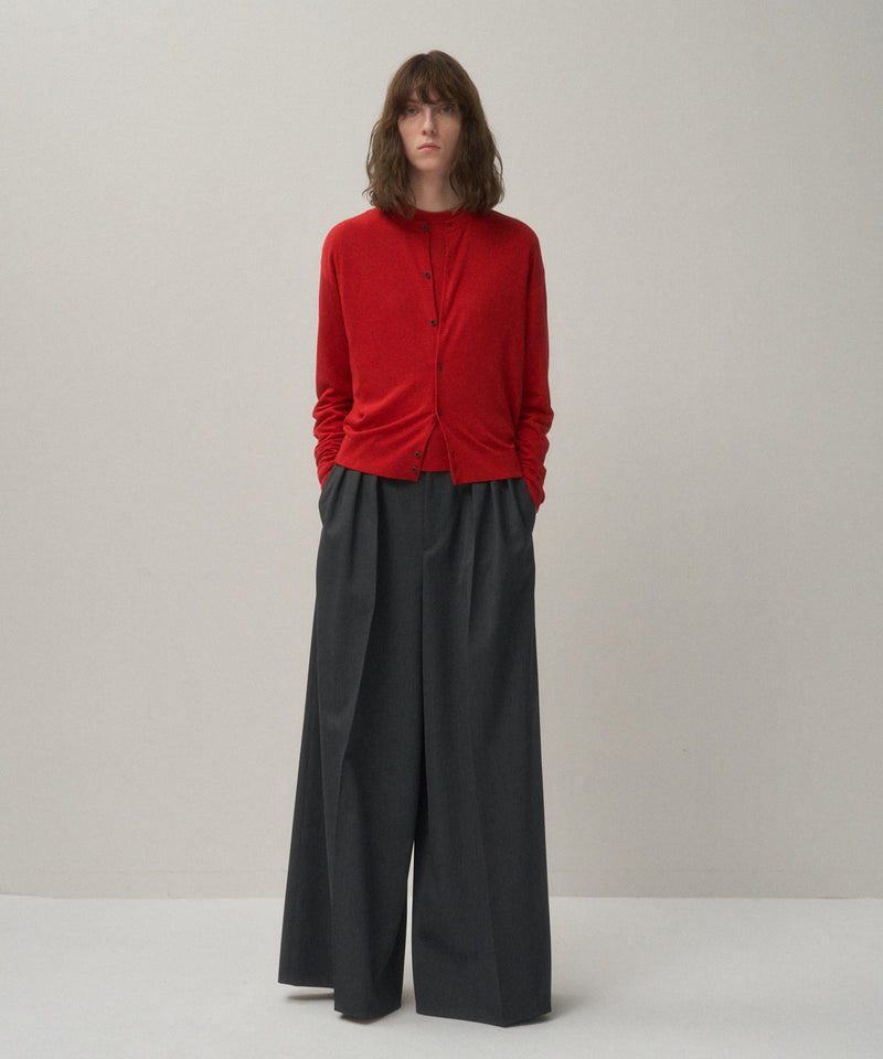 GARMENT DYED CASHMERE SILK | CREWNECK CARDIGAN