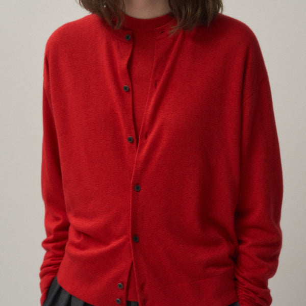 GARMENT DYED CASHMERE SILK | CREWNECK CARDIGAN – ATON | エイトン GARMENT DYED CASHMERE SILK | CREWNECK CARDIGAN – ATON | エイトン