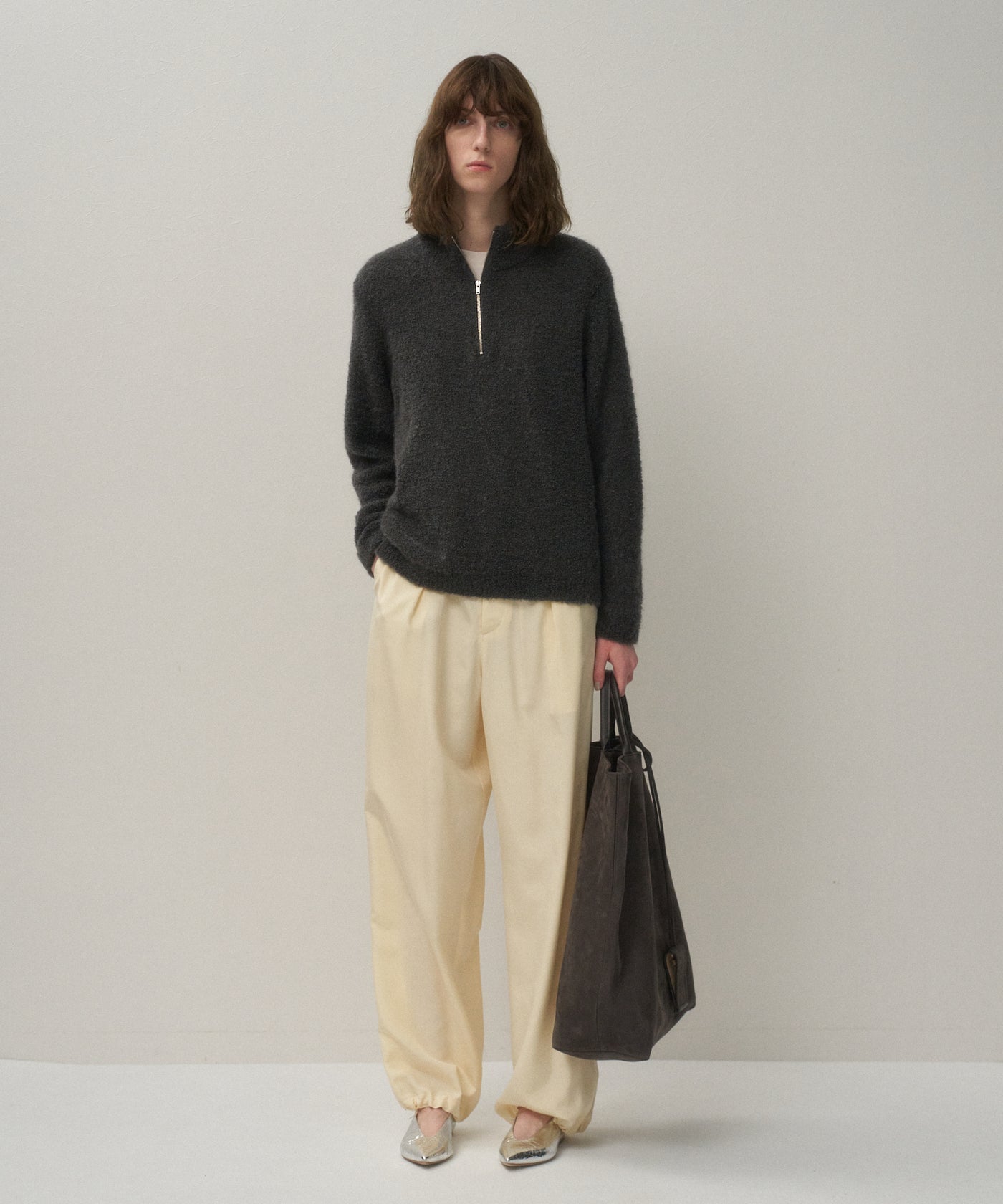KID MOHAIR LOOP | HALF ZIP SWEATER – ATON | エイトン