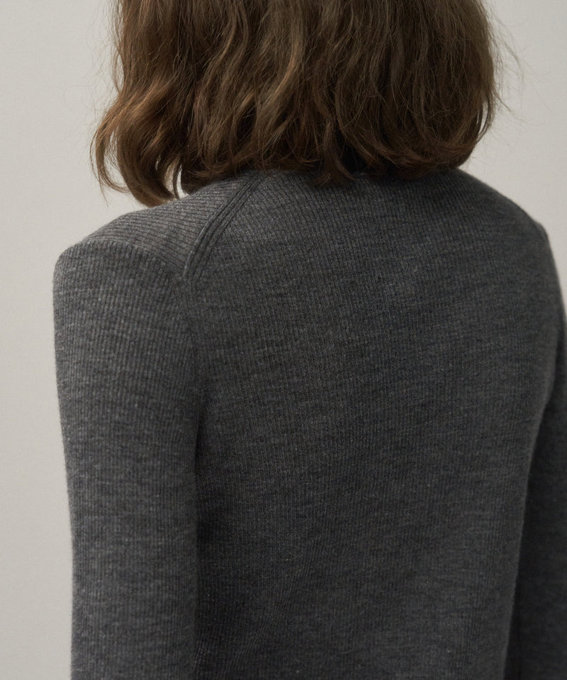 RAMIE WOOL RIB | RIB MOCKNECK SWEATER
