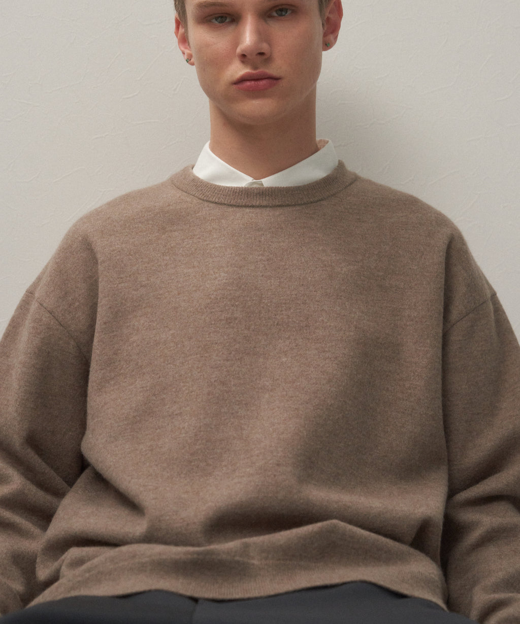 美品▲ATON エイトン//クルーネックニット▲モカブラウン　サイズ2 ウール FINE WOOL MELTON | CREWNECK SWEATER – ATON | エイトン