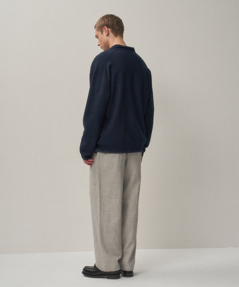 FINE WOOL MELTON | ZIP UP POLO SWEATER