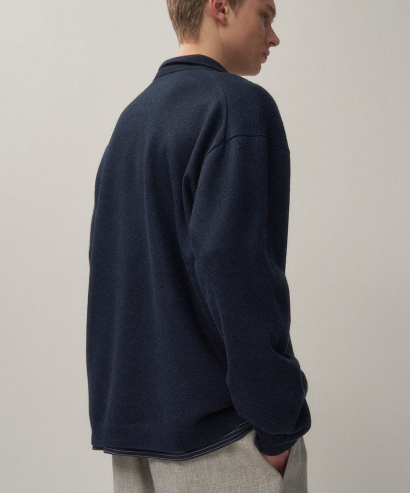 FINE WOOL MELTON | ZIP UP POLO SWEATER