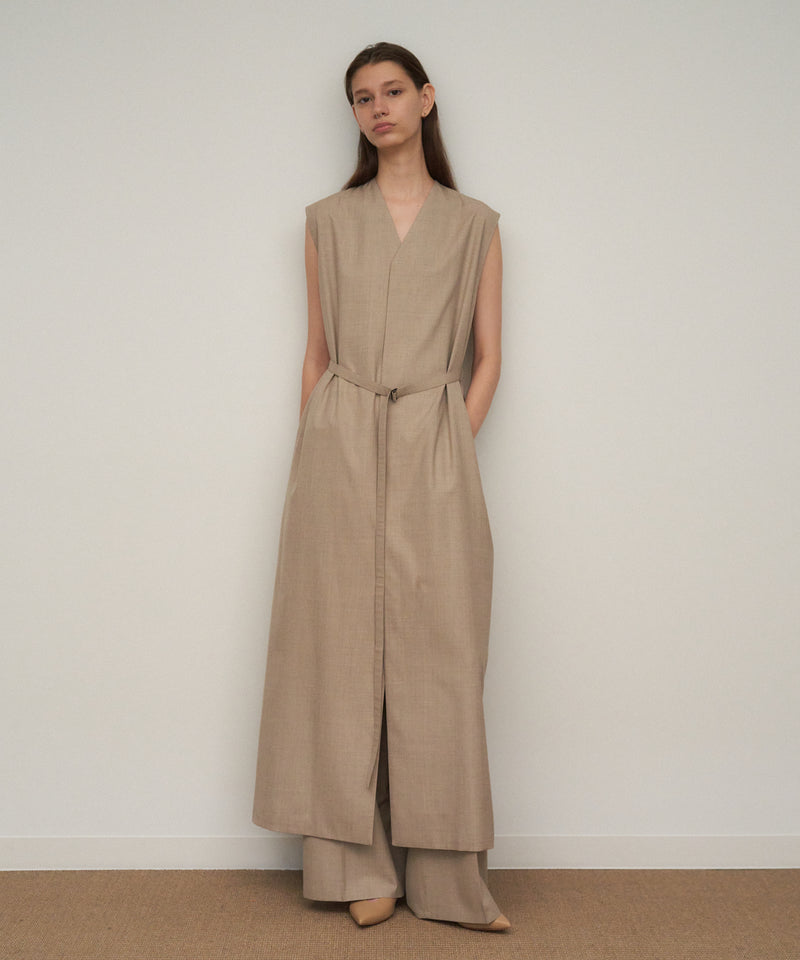 WOOL SILK TWILL | GILET DRESS – ATON | エイトン