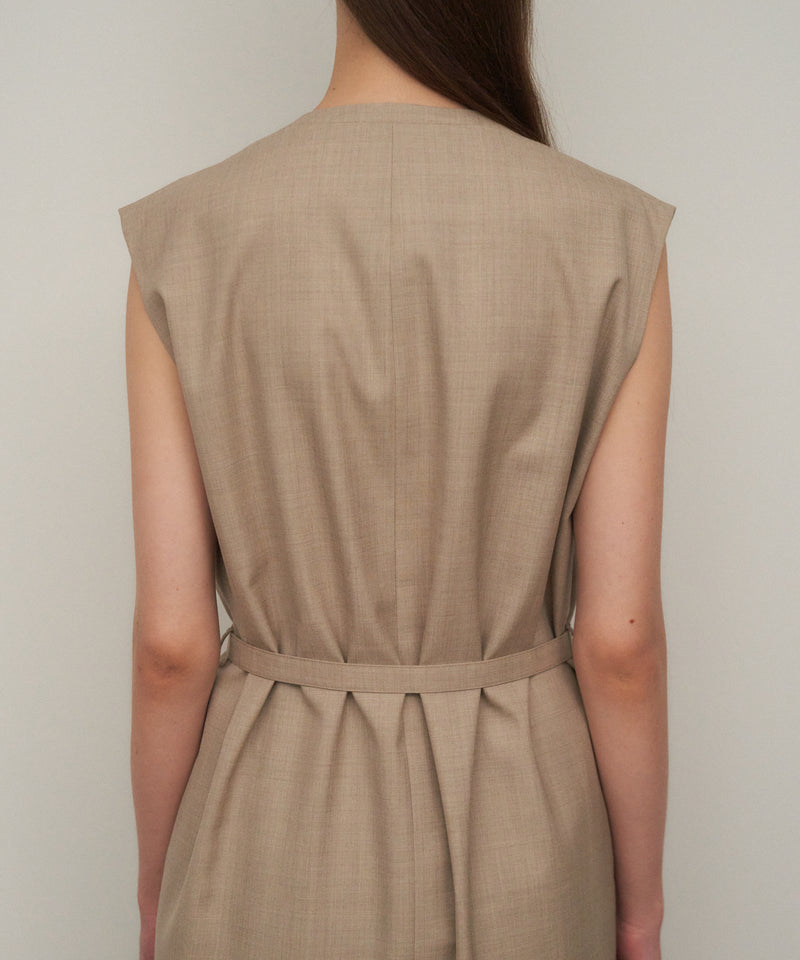 WOOL SILK TWILL | GILET DRESS – ATON | エイトン
