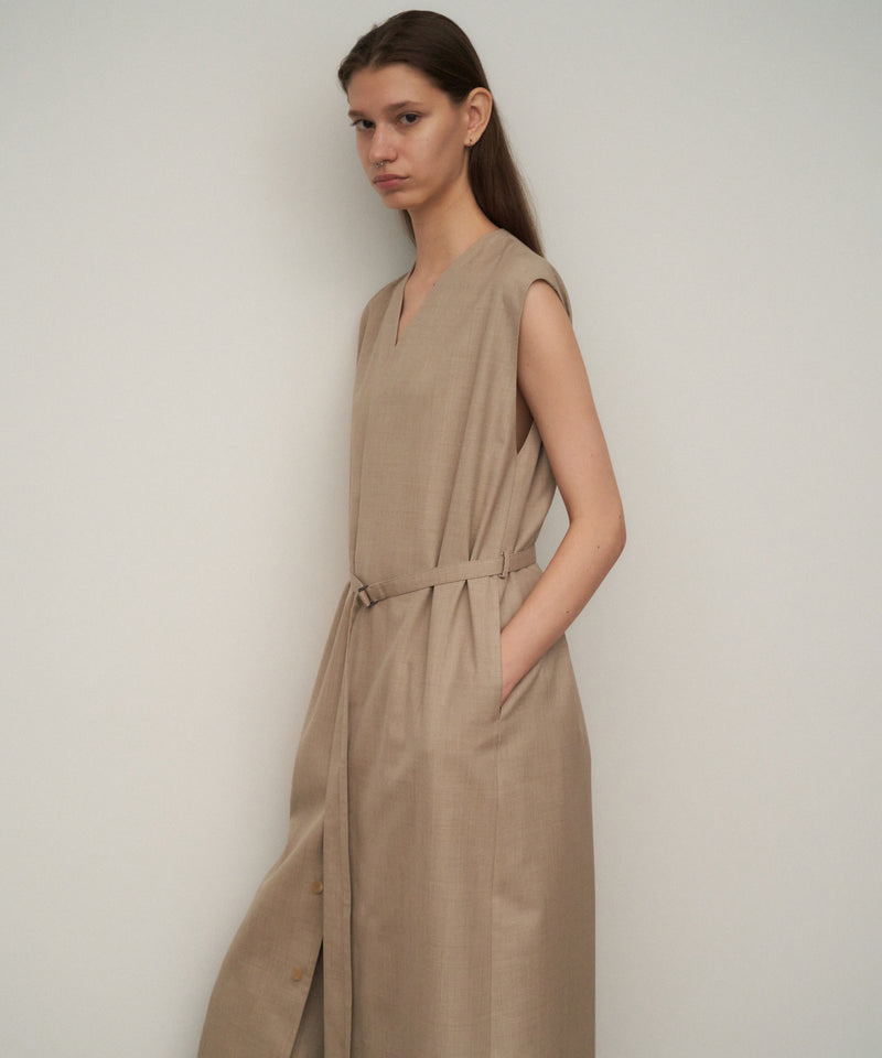 WOOL SILK TWILL | GILET DRESS – ATON | エイトン