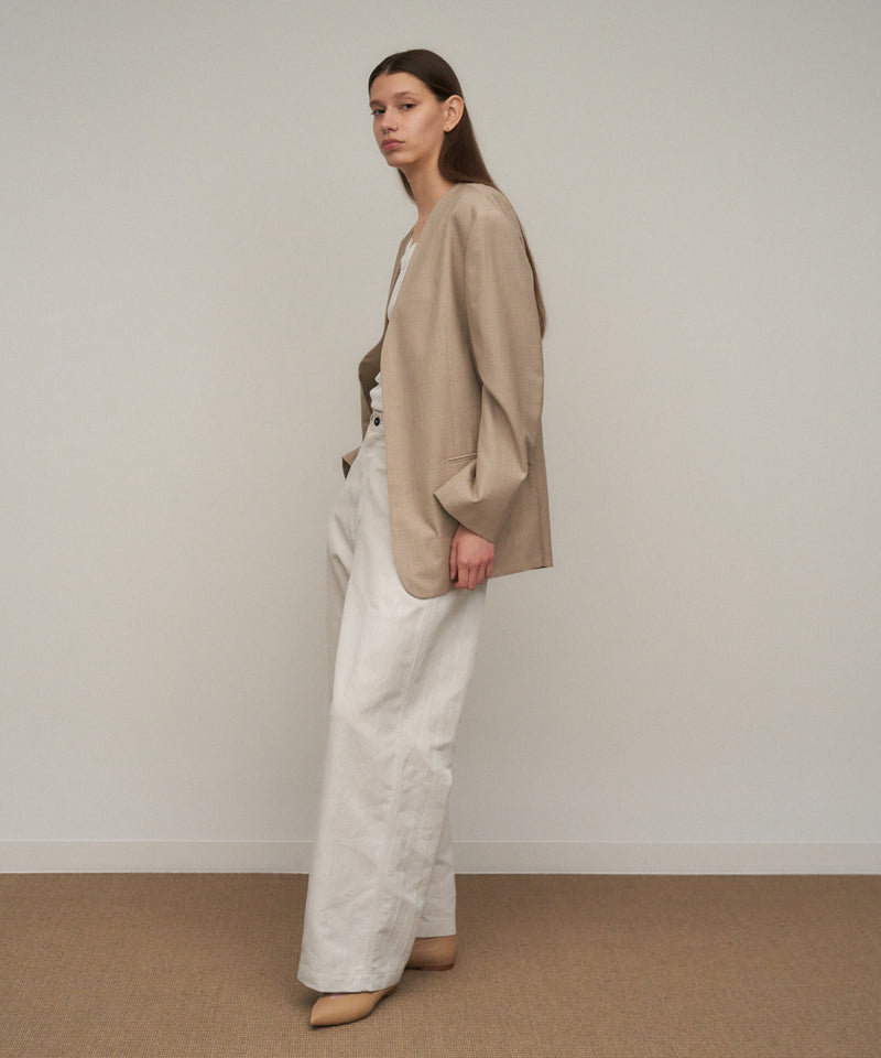 WOOL SILK TWILL | COLLARLESS JACKET – ATON | エイトン