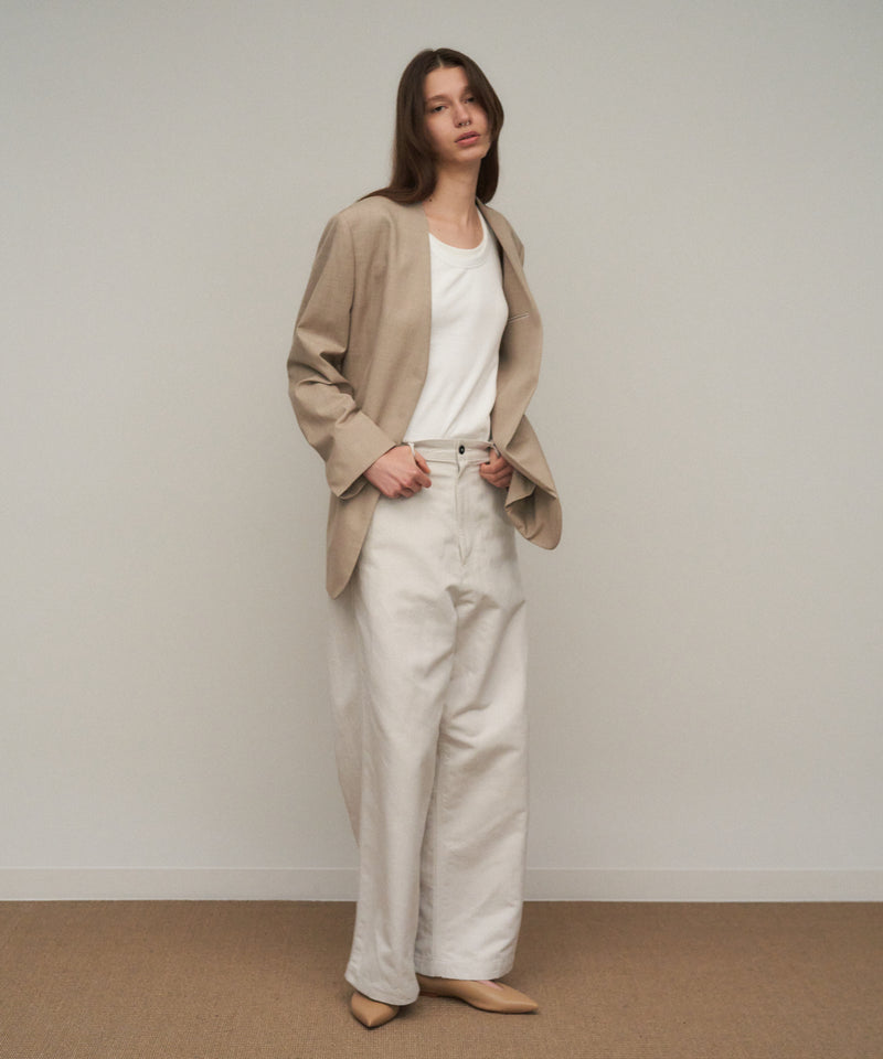 WOOL SILK TWILL | COLLARLESS JACKET – ATON | エイトン