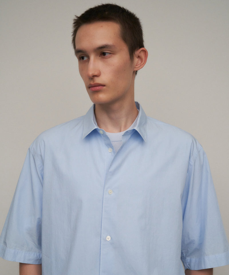 SHRINK COTTON LAWN | OVERSIZED HALF SLEEVE SHIRT – ATON | エイトン