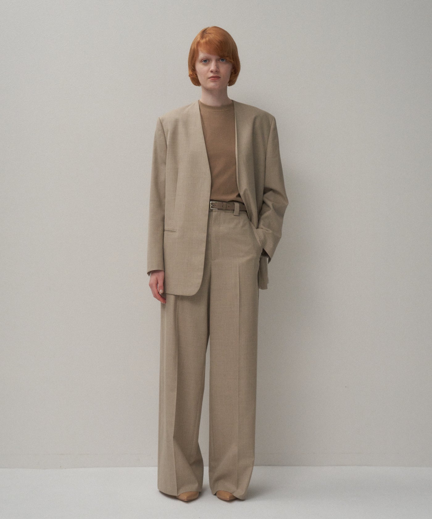ATON ジャケットAURALEE YOKE herill HEUGN WOOL SILK TWILL | COLLARLESS JACKET – ATON | エイトン