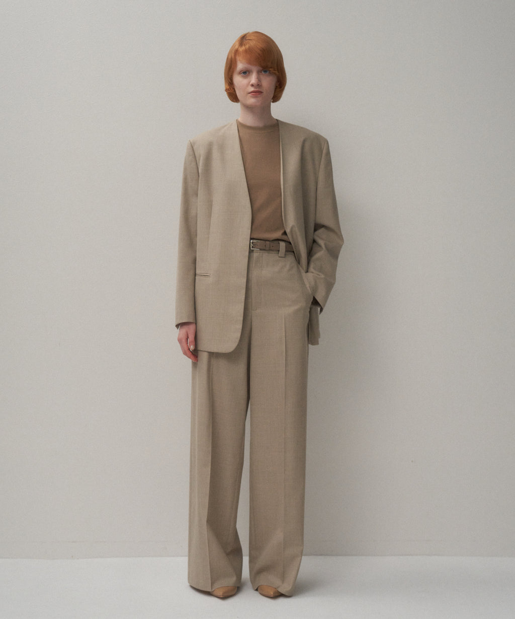 WOOL SILK TWILL | TUCKLESS WIDE PANTS – ATON | エイトン