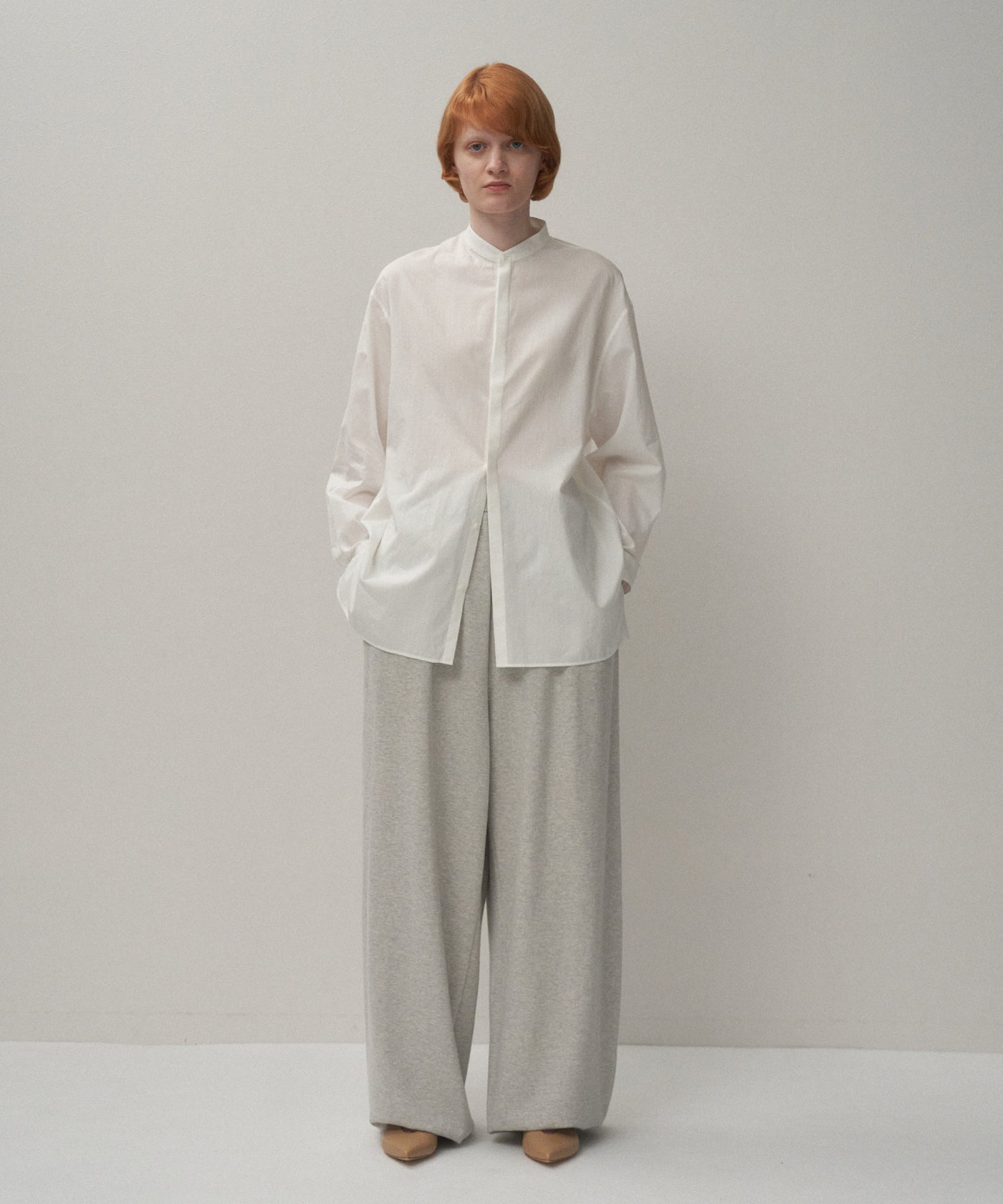COTTON SILK | STAND COLLAR SHIRT – ATON | エイトン