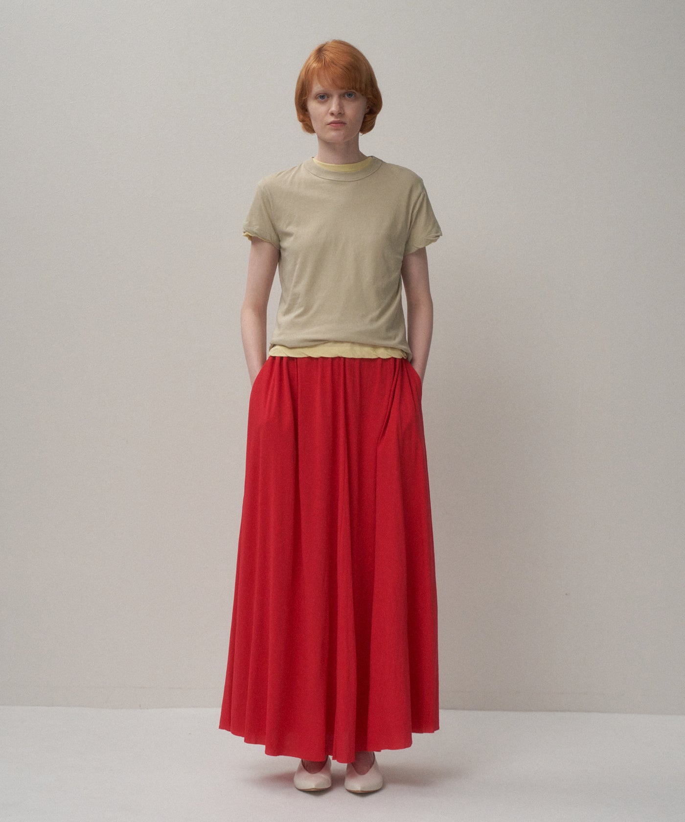 SHRINK FRESCA JERSEY | GATHERED SKIRT – ATON | エイトン