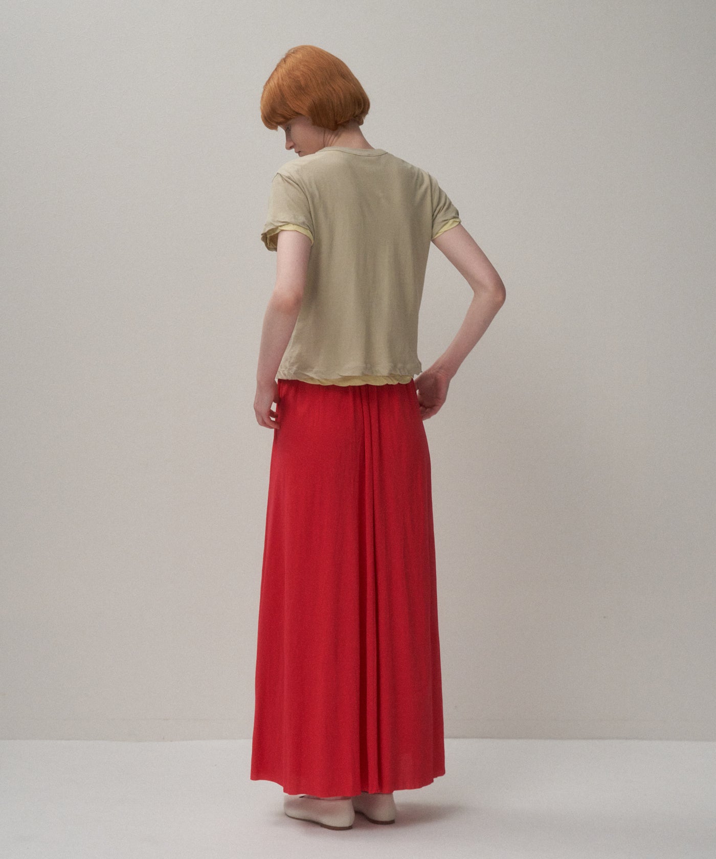 SHRINK FRESCA JERSEY | GATHERED SKIRT – ATON | エイトン