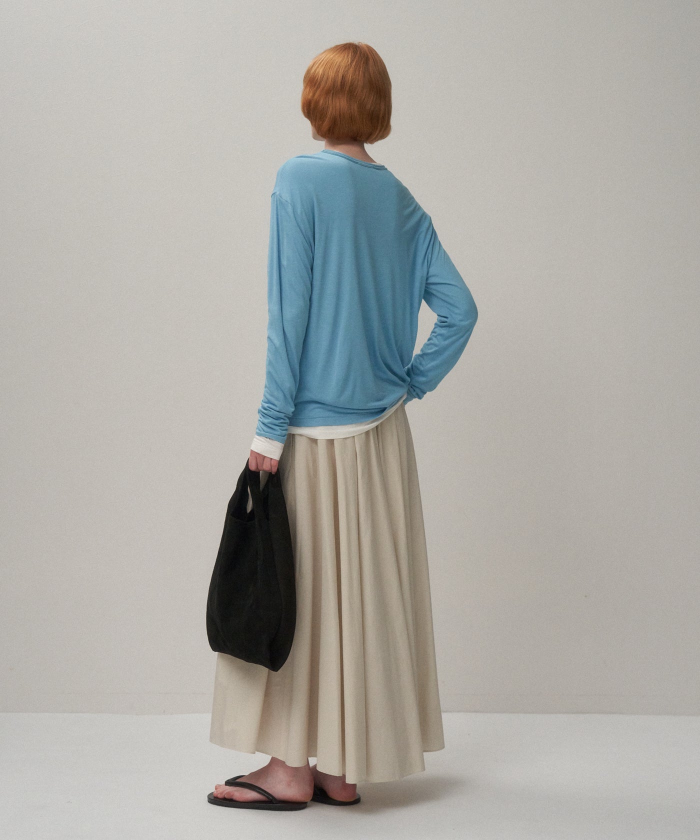 NATURAL DYED COTTON LAWN | GATHERED SKIRT – ATON | エイトン