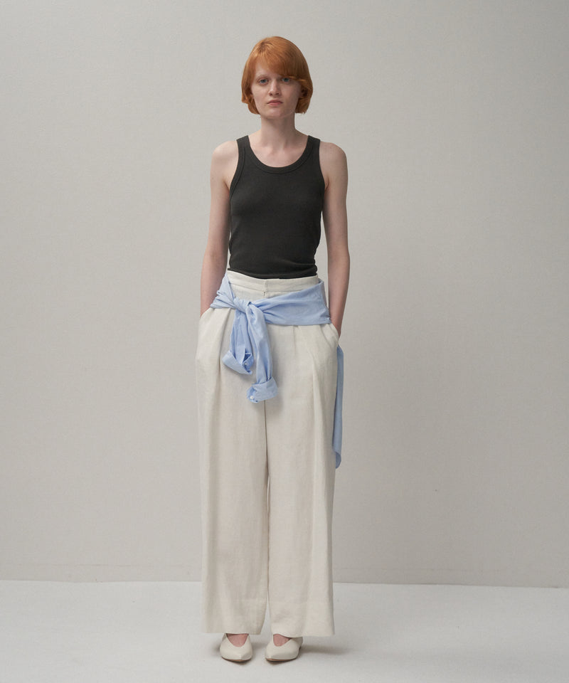 LINEN TWILL | TUCKED EASY PANTS – ATON | エイトン