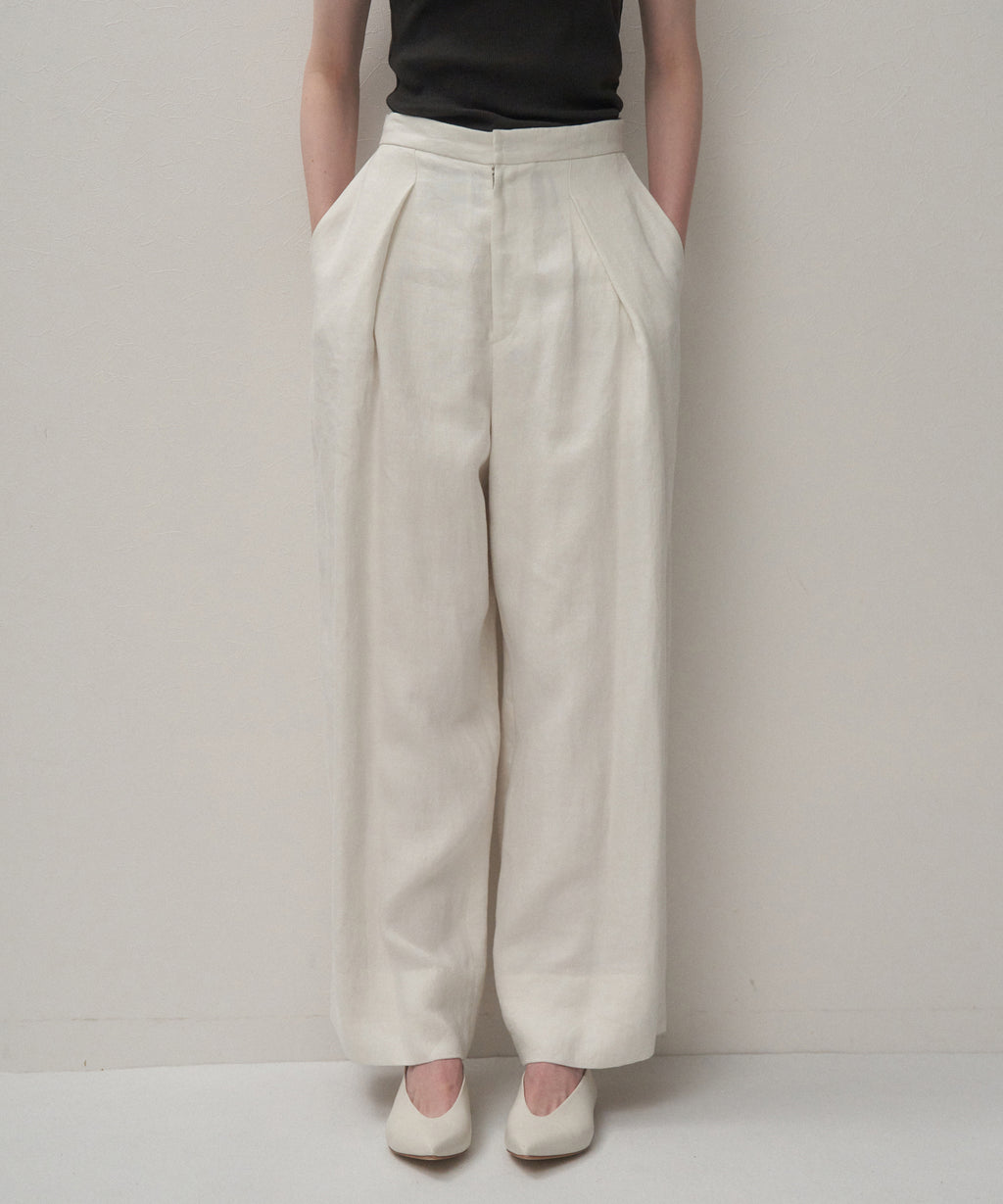 LINEN TWILL | TUCKED EASY PANTS – ATON | エイトン
