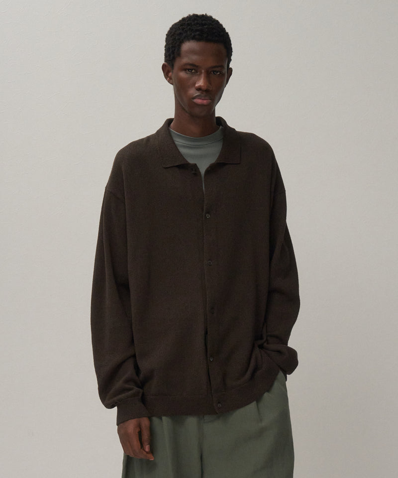 【ATON】RAMIE WOOL ポロニットカーディガン ATON（エイトン） カーディガン RAMIE CASHMERE V-NECK KNIT CARDIGAN