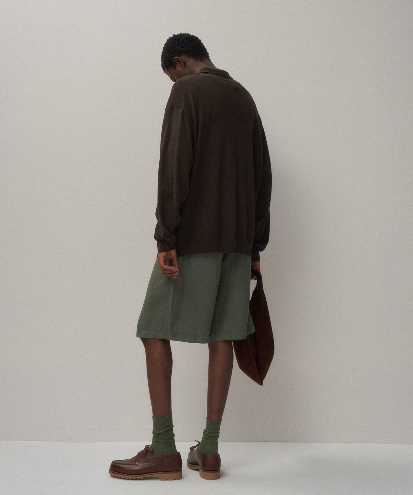 【ATON】エイトン アルパカ 羊毛 ポロニット キャメル 06 L ゆったり RAMIE CASHMERE SKIPPER POLO SWEATER | ATON(エイトン) / トップス