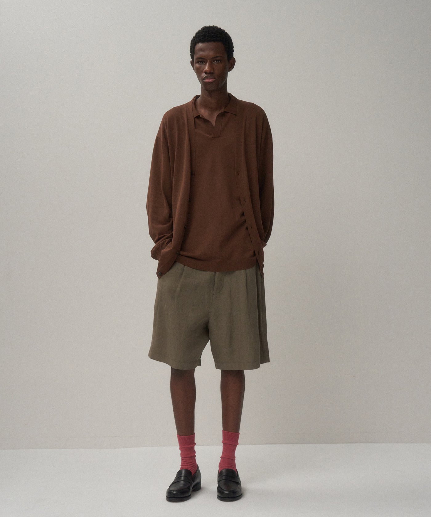 *Fine Cotton Vネック カーディガン Fine Cotton Vネック カーディガン（ニット／セーター）｜Deuxieme