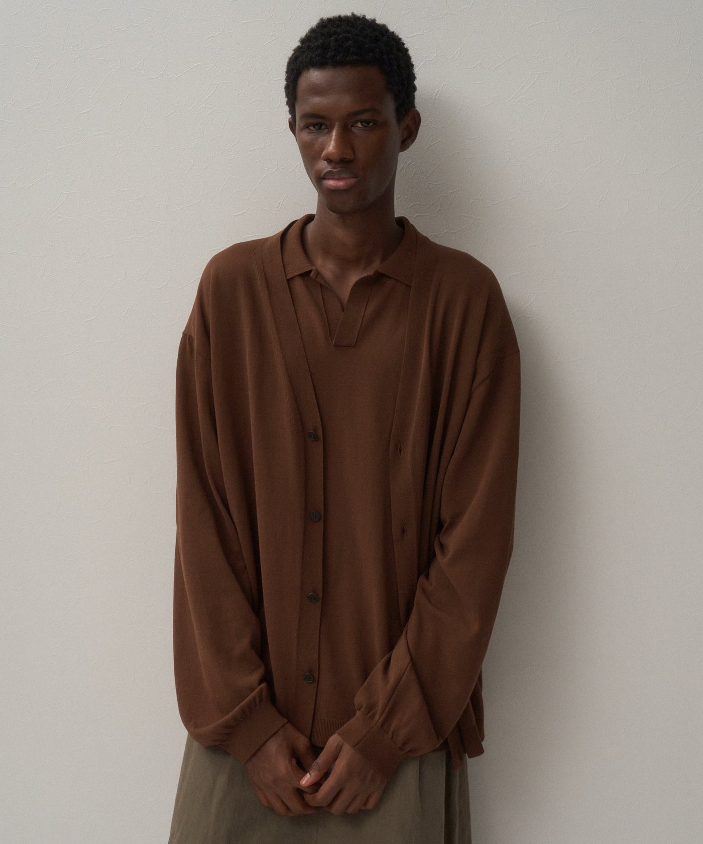 トップス ATON COTTON KNIT OVERSIZE CARDIGAN 06 FINE ICE COTTON | V-NECK CARDIGAN – ATON | エイトン