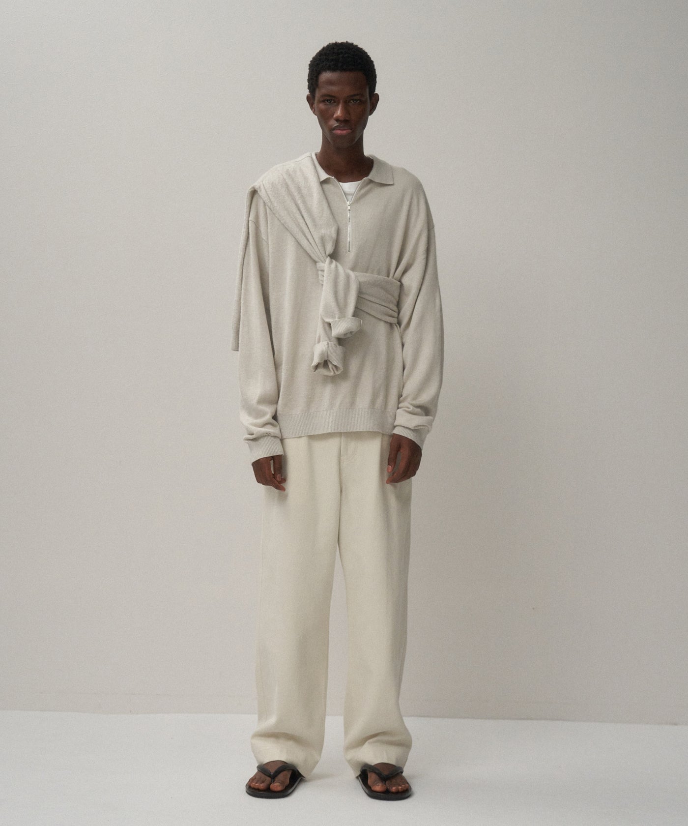 ATON 白SILK LINEN エイトン　ワイドカジュアルワークパンツ ATON 白SILK LINEN エイトン ワイドカジュアルワークパンツ ATON 白