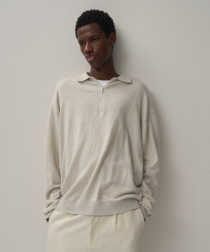 LINEN SHORT FUR | ZIP UP POLO SWEATER