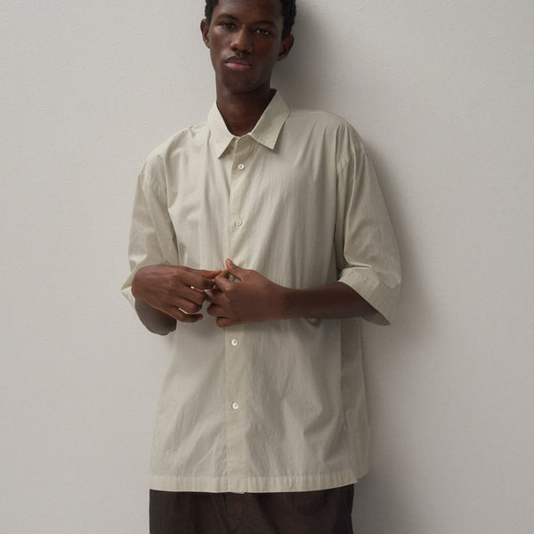 SHRINK COTTON LAWN | OVERSIZED HALF SLEEVE SHIRT – ATON | エイトン