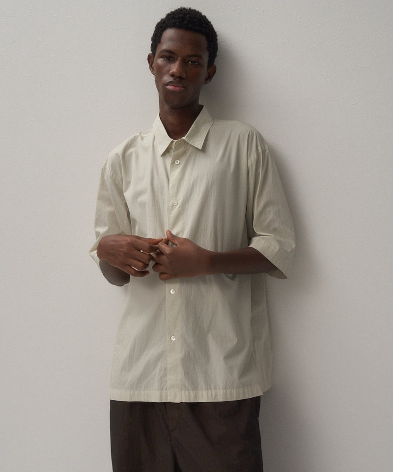 SHRINK COTTON LAWN | OVERSIZED HALF SLEEVE SHIRT – ATON | エイトン