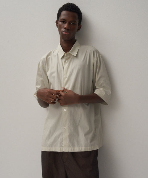 SHRINK COTTON LAWN | OVERSIZED HALF SLEEVE SHIRT – ATON | エイトン