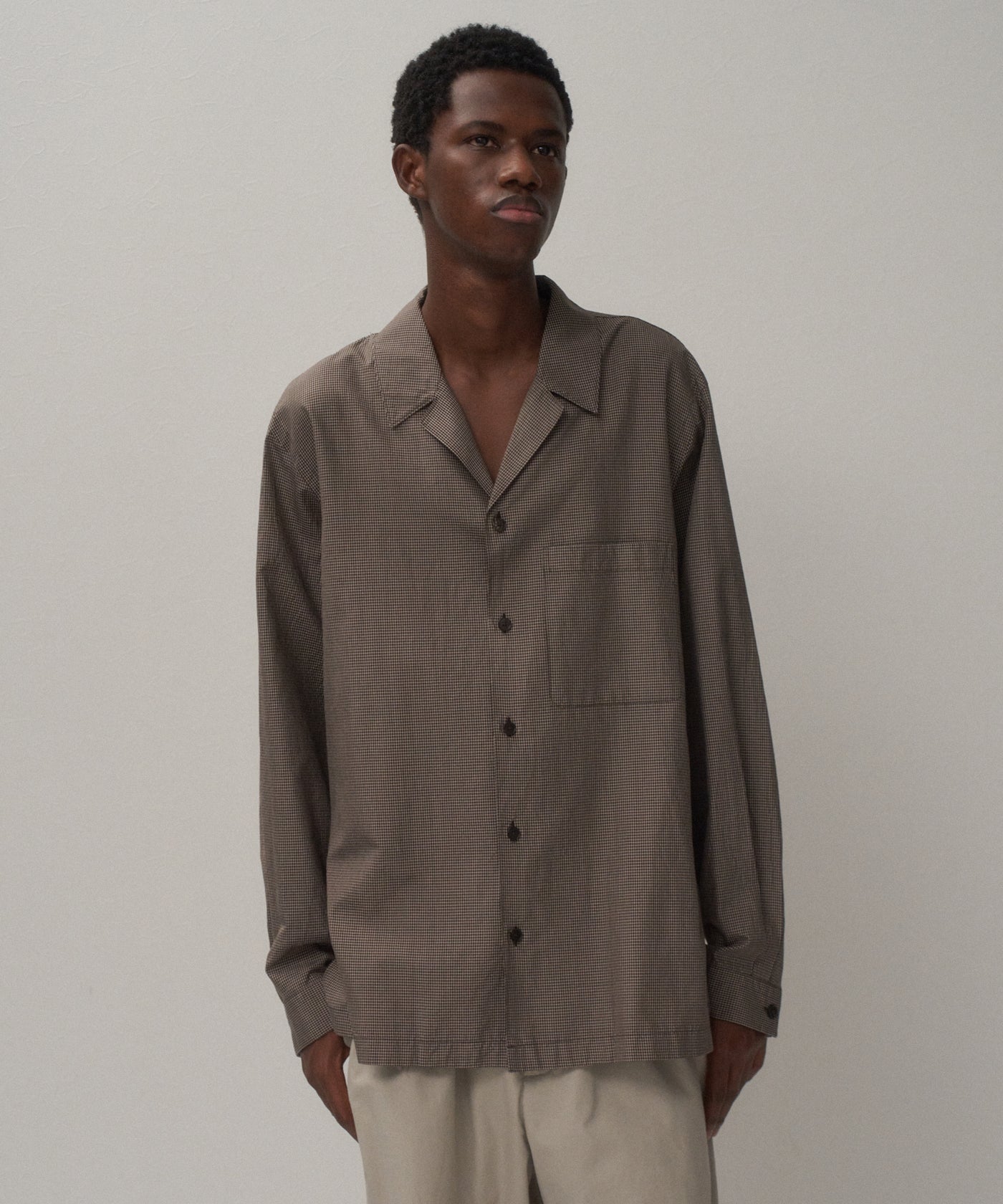 FINE SILK TAFTA | OPEN COLLAR SHIRT – ATON | エイトン