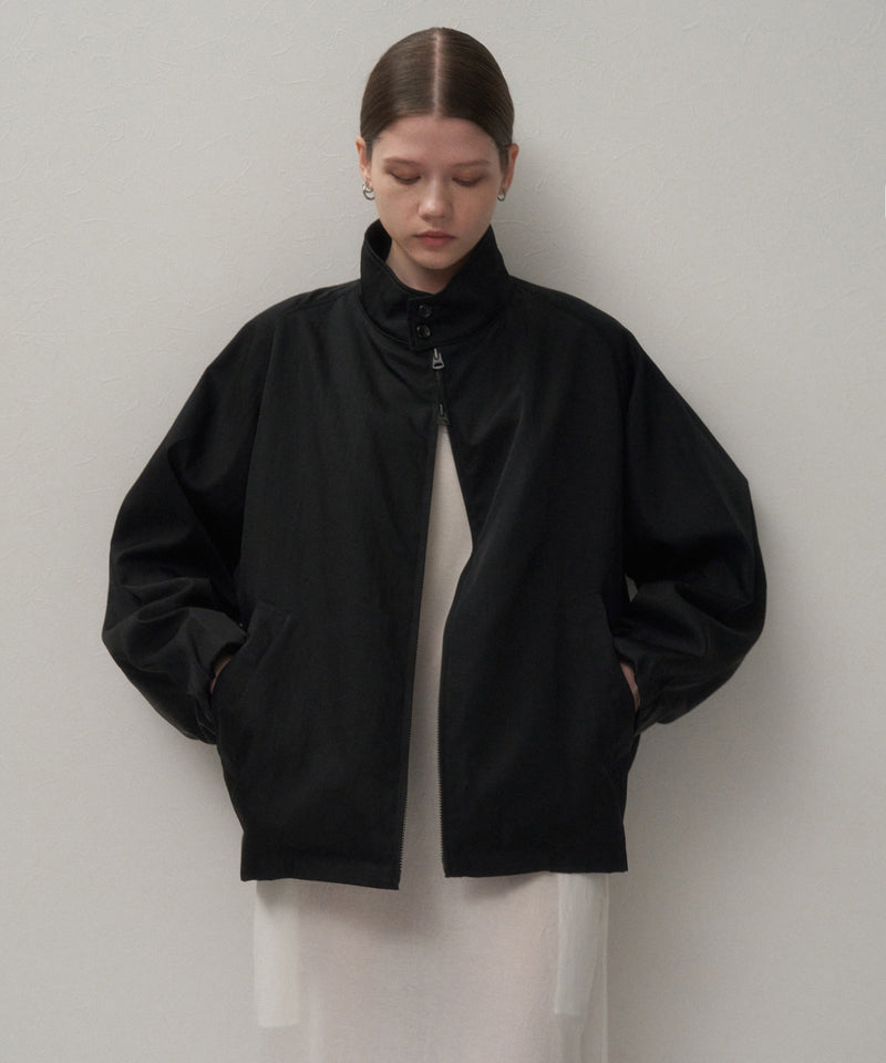 ATONエイトンナイロンツイルハリントンジャケット黒01 NYLON TWILL | OVERSIZED HARRINGTON JACKET – ATON | エイトン