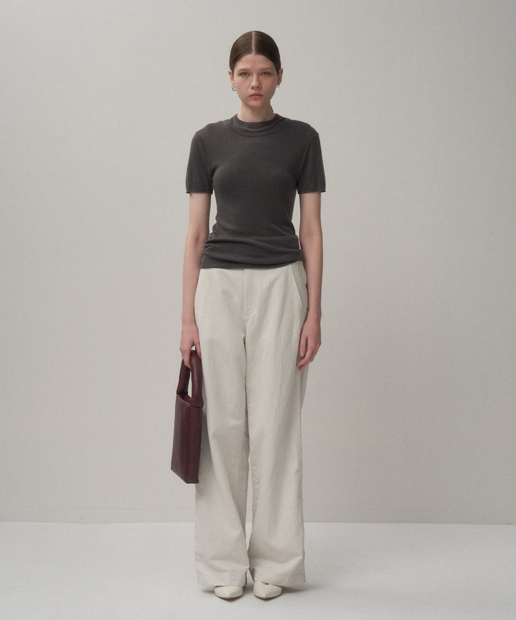 SILK BLENDED CIRCULAR RIB | FIT LAYERED T-SHIRT – ATON | エイトン