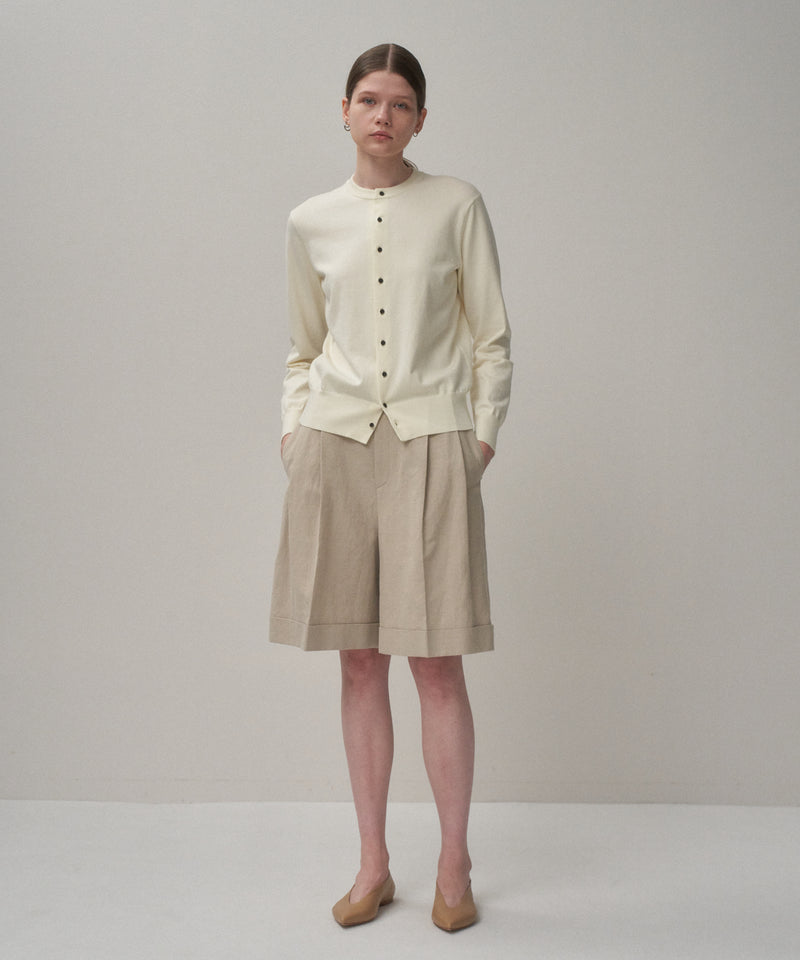 FINE COMPACT COTTON | CREW NECK CARDIGAN – ATON | エイトン