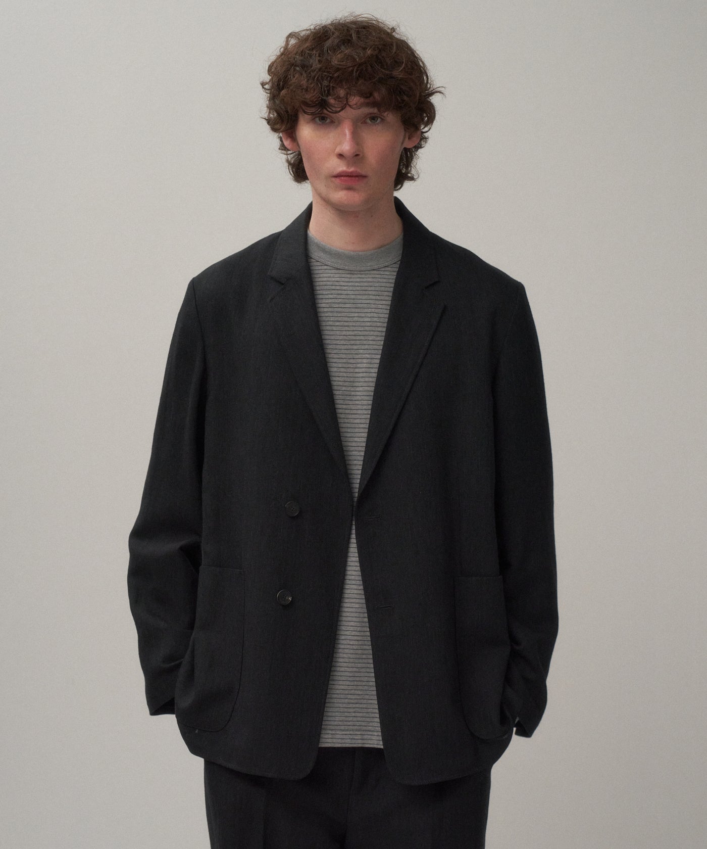 TWIST WOOL LINEN | SEMI DOUBLE JACKET – ATON | エイトン