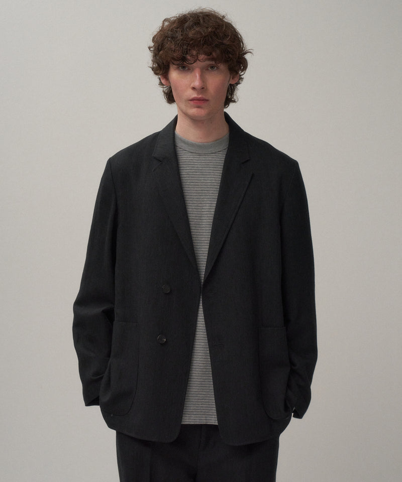 TWIST WOOL LINEN | SEMI DOUBLE JACKET – ATON | エイトン