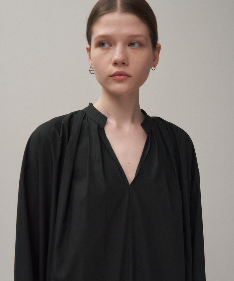 NATURAL DYED COTTON LAWN | TUCKED LONG SLEEVE DRESS – ATON | エイトン
