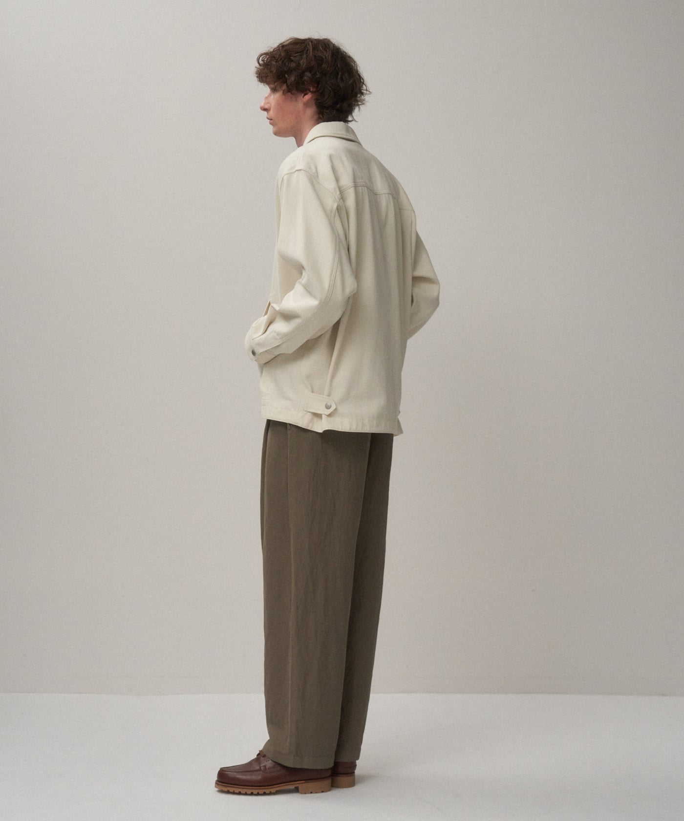 WASHED TWIST COTTON | HALF ZIP JACKET – ATON | エイトン