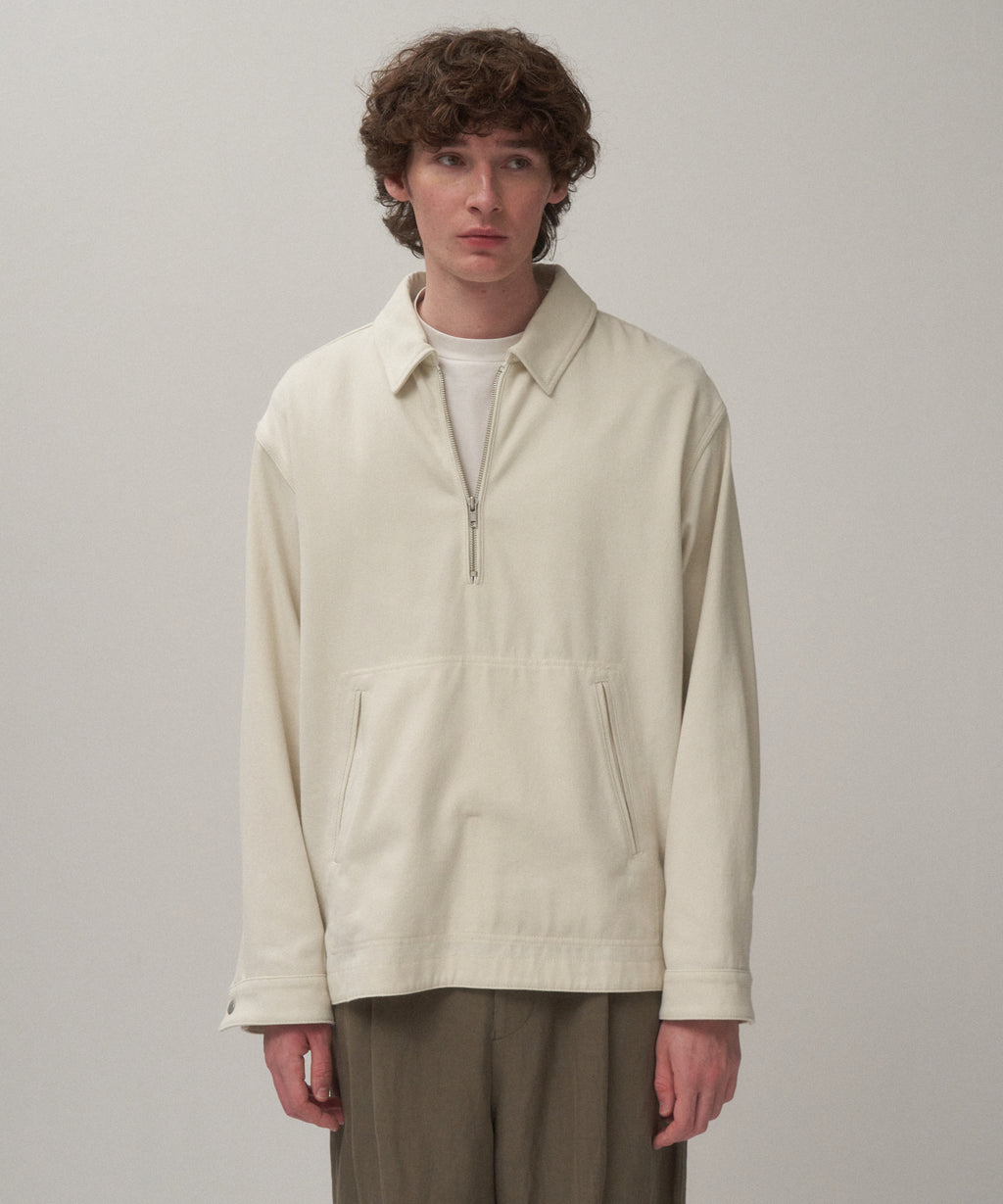 WASHED TWIST COTTON | HALF ZIP JACKET – ATON | エイトン