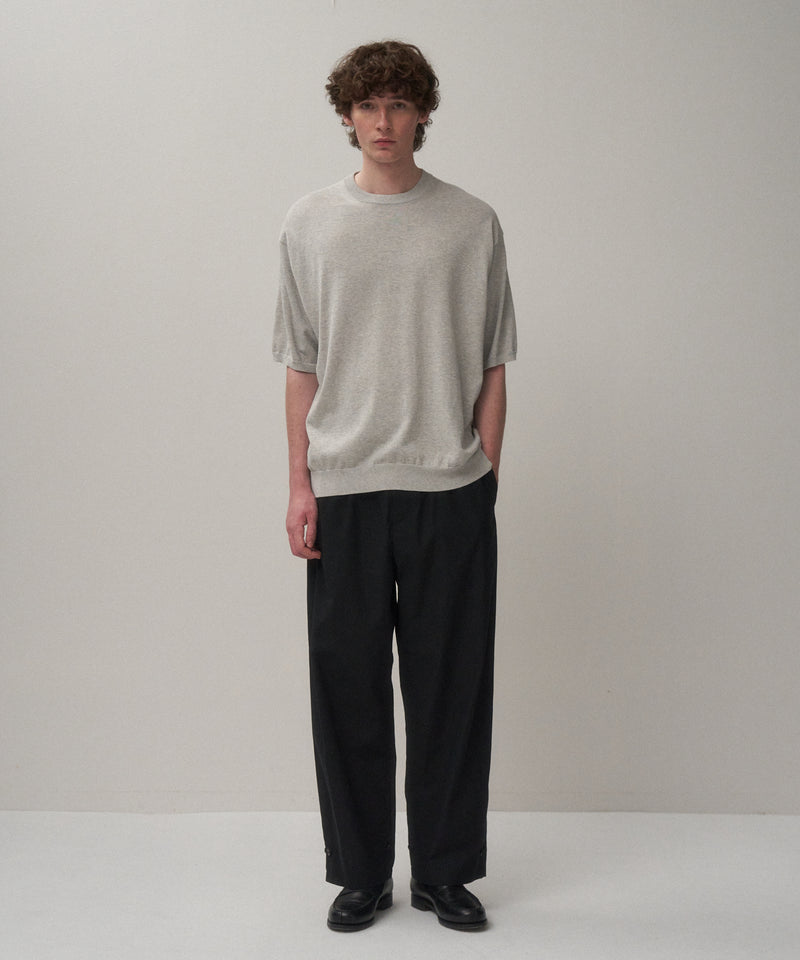 COTTON WASHI KNIT | HALF SLEEVE CREW NECK SWEATER – ATON | エイトン